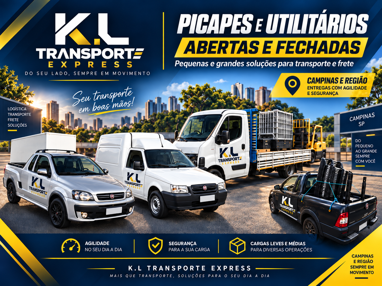 Capacidade de carga de utilitário da K.L Transporte Express